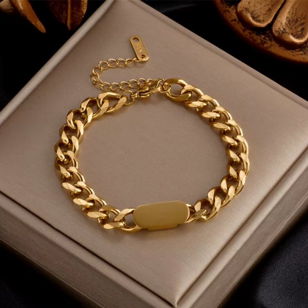 18K Gold Plated ID Chain Bracelet