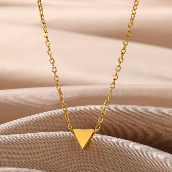 18K PVD Gold Triangle Pendant Necklace
