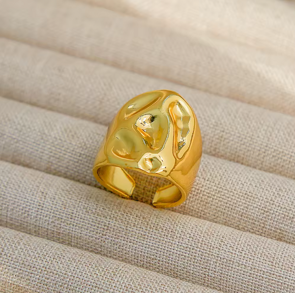 18K PVD Gold Molten Dome Ring