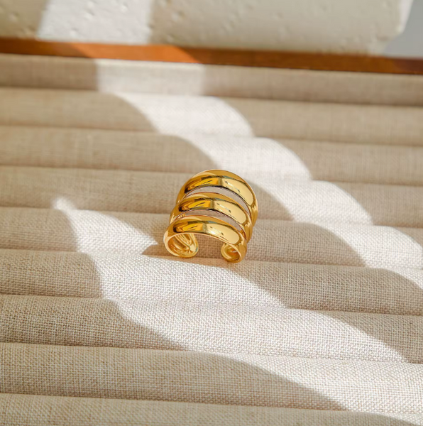 Multi-Band Adjustable Statement Ring in 18K PVD Gold Plated