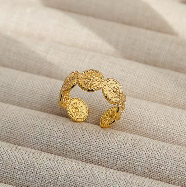 Aurelia Coin Cuff Ring in 18K PVD Gold
