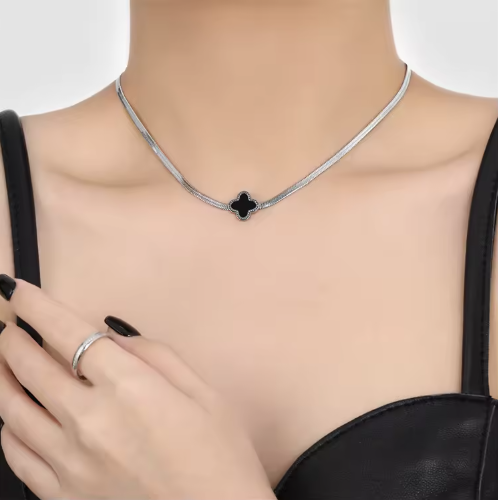 Gold Plated Clover Snake Chain Necklace