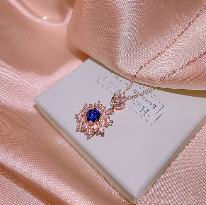 Rose Gold Plated Blue Crystal Jewelry Set