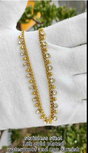 Gold Plated Crystal Station Necklace