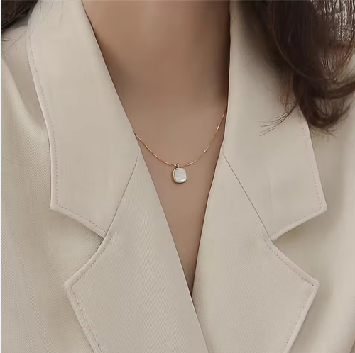 Square Pendant Necklace – 18K PVD