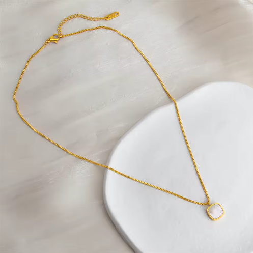 Square Pendant Necklace – 18K PVD