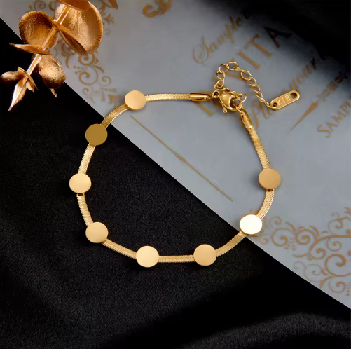18K Gold Plated Disc Chain Bracelet
