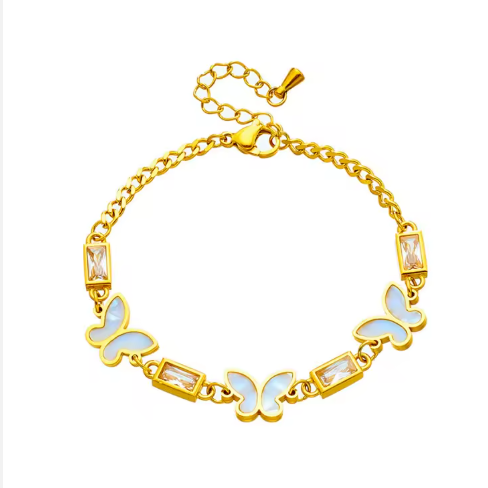 18K Gold Plated Butterfly Charm Bracelet