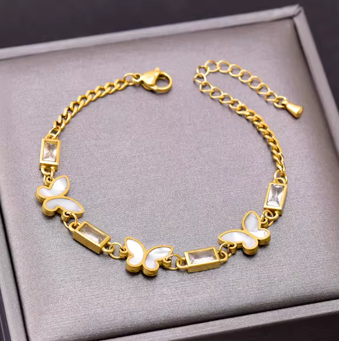 18K Gold Plated Butterfly Charm Bracelet
