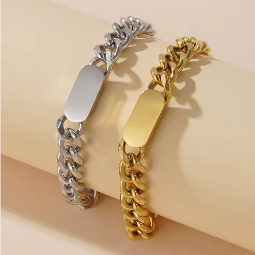 18K Gold Plated ID Chain Bracelet