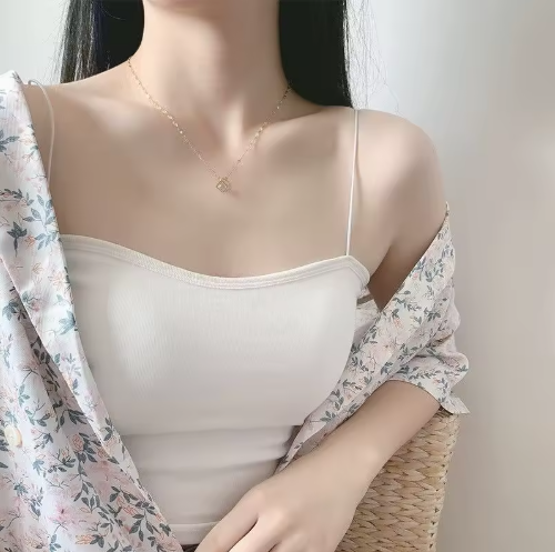 18K Gold-Plated Cube Solitaire Pendant Necklace