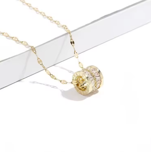 18K Gold-Plated Baguette Barrel Pendant Necklace