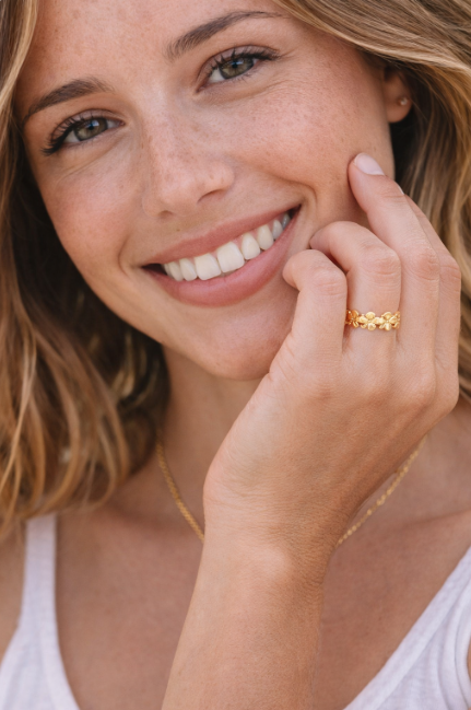 18K Gold-Plated Adjustable Floral Ring