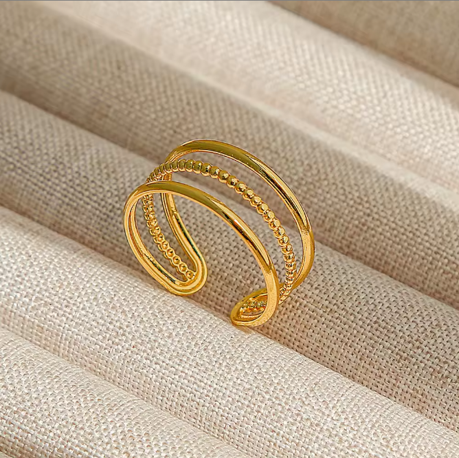 18K Gold-Plated Adjustable Triple Band Ring