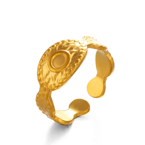 Textured Oval Adjustable Ring – 18K PVD Gold