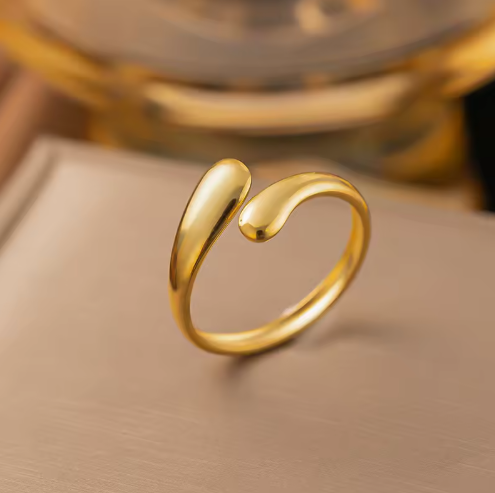 Adjustable 18 K PVD Gold Open Ring