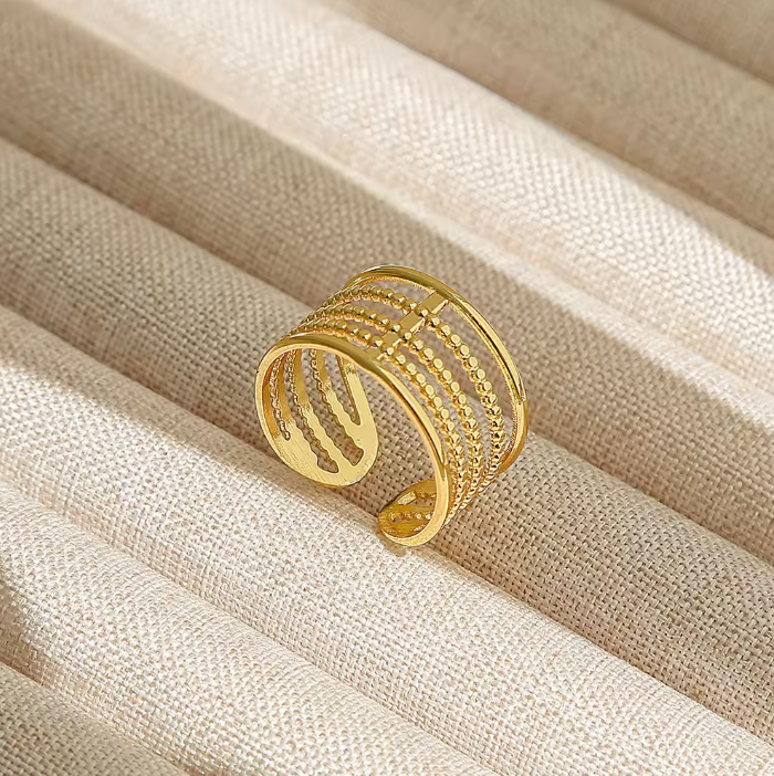Aurora Strata Cuff Ring (18K PVD Gold)