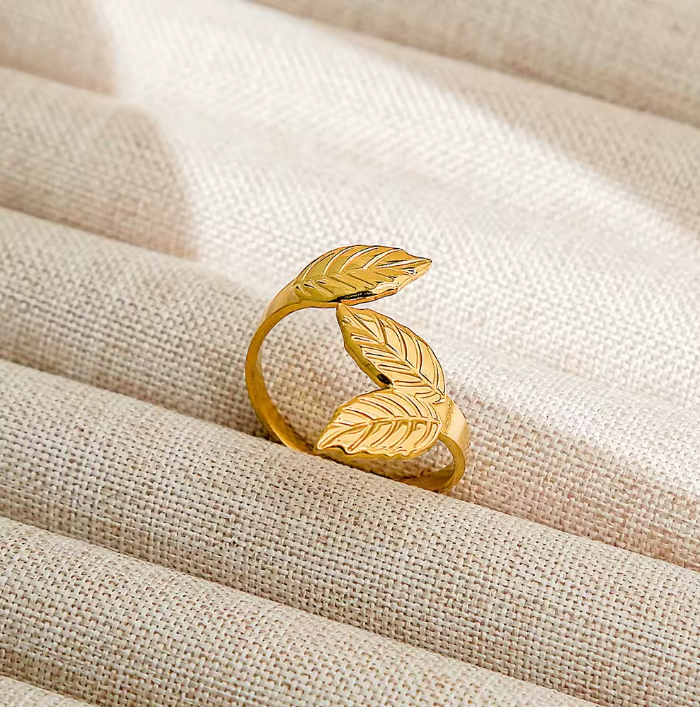 Aurelia Leaf Embrace Ring in 18K PVD Gold