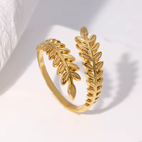 PVD Gold Laurel Ring