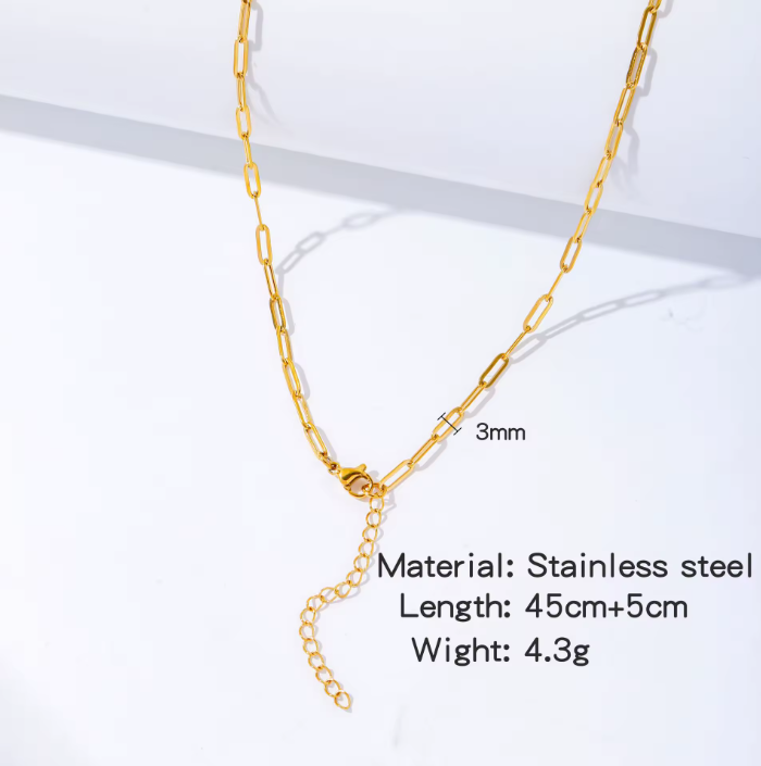 PVD Gold Paperclip Necklace