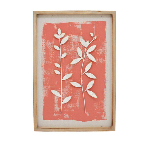 Want Home and Gift Contemporary Coral and White Leaf Frame
