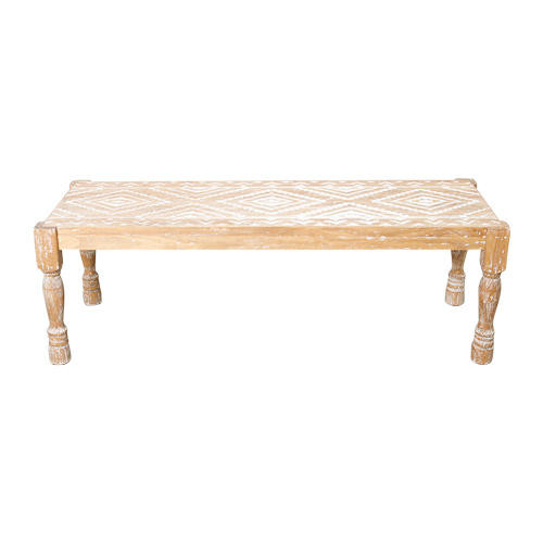 Carved Wood Bench Seat/ Low Table