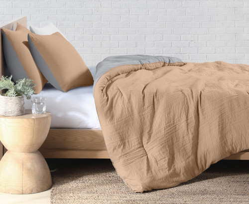 Odyssey Living Jasper Comforter Set -Honey Beige/Silver