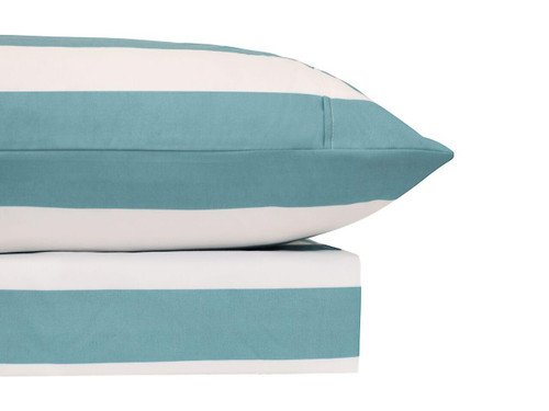 Thermal Flannel Printed Sheet Sets Avoca Stripe Marine Blue - Odyssey