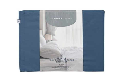 Odyssey Living T250 Breathe Cotton Sheet Set Marine Blue - Odyssey