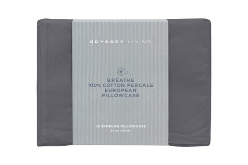 T250 Breathe Cotton European Pillowcase Charcoal - Odyssey
