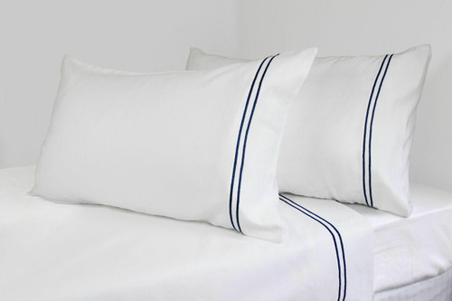 Ardor Hotel 1000 Thread Count Embroidered Sheet Set - Navy Stripe