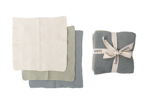 Ladelle Eco Knitted Sage 27x27cm 3pk cloth