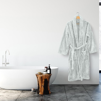 Silver Bath Robe Silk Touch Bathrobe Silver - Odyssey - Bed & Home Barn