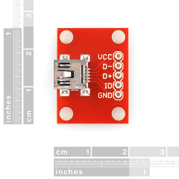 USB miniB Breakout Board - SparkFun BOB-09966 dimension