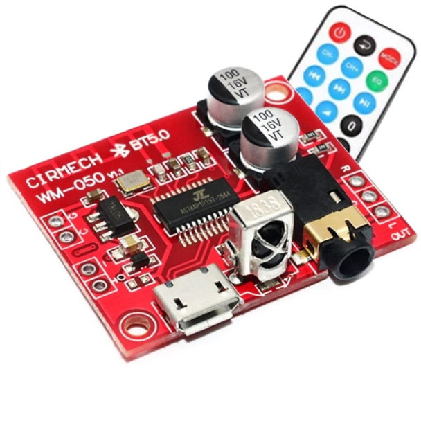 Bluetooth 5.0 Audio Decoder Board, MP3 Support, Remote Control and USB Power
