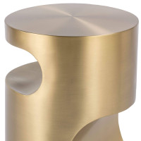 Nathan brass side table with sculptural curves and crisp lines, 22" tall.