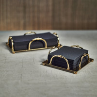 Azalea Gold Cocktail Napkin Holder - Holder Side View | Bone & Brass