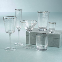 Apertivo Triangular Wine Glasses Platinum Rim, Set 4 - Glass Bowl Detail | Bone & Brass