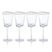 Apertivo Triangular Wine Glasses Platinum Rim, Set 4 - Glass View | Bone & Brass