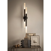 Black Cass Wall Sconce, a modern sculptural light with four frosted acrylic bulbs, 38.25" tall.