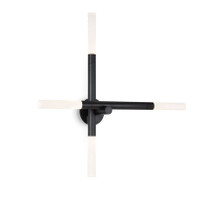 Black Cass Wall Sconce with four rotating arms and frosted acrylic bulb covers, 38.25" tall.