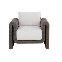 Tibi Charcoal Grey Handwoven Wicker Outdoor Lounge Chair, view 4
