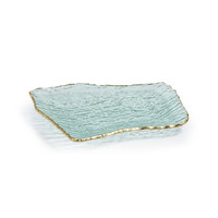 Textured Glass Organic Shape Plate w/ Gold Rim - Plate Top View | Bone & Brass