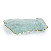 Textured Glass Organic Shape Plate w/ Gold Rim | Bone & Brass
