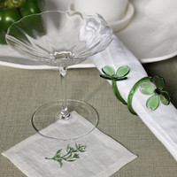 Botanica Green Glass Flower Napkin Rings, Set of 4 - Ring Detail | Bone & Brass