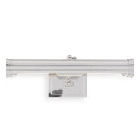 Tate Medium Picture Light in polished nickel, 18" wide, with a sleek, traditional steel design.
