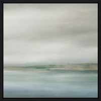 Coastline III Giclee Painting, a framed abstract landscape with soft blues, greens, and grays.