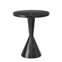 Gabe Black Leather Accent Table | Bone & Brass