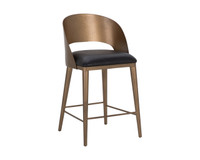 Dezirae Antique Brass - Charcoal Black Leather Counter Stool