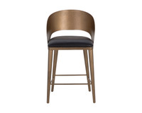 Dezirae Antique Brass - Charcoal Black Leather Counter Stool